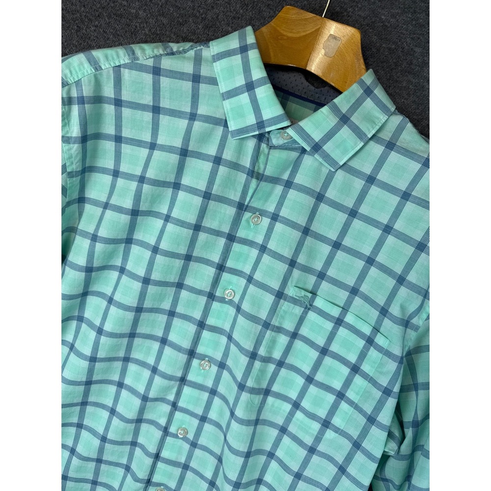 Tommy Bahama Island Zone Men Size L Plaid Long Sleeve Button Up Shirt Pima Polly